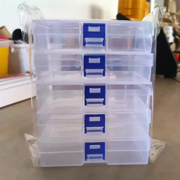 5 boîtes de rangement en plastique transparent pouvant accueillir des petits articles