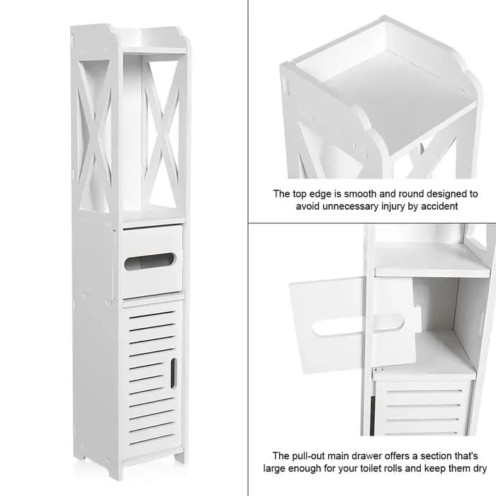 80x15.5x15CM salle de bain toilette meubles armoire blanc bois placard étagère mouchoirs support de rangement