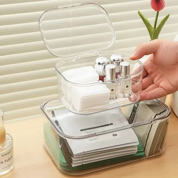 Boîte de rangement empilable pour documents A4 avec couvercle