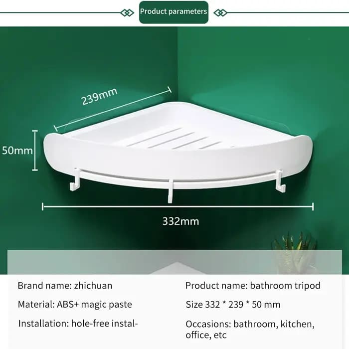 Étagère d'angle murale en plastique pour salle de bain