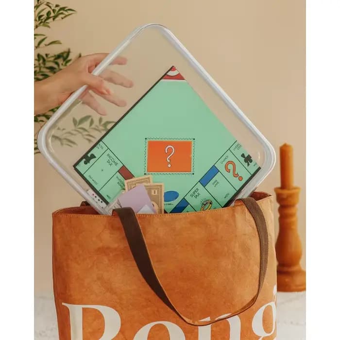 1 boîte de rangement rigide transparente avec fermeture à glissière - Organisateur de jeux de société en plastique