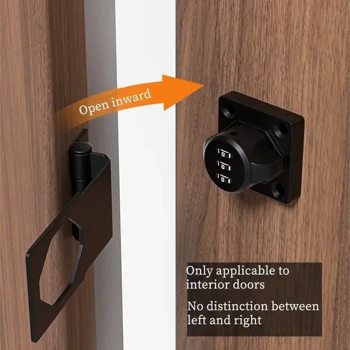 Serrure à combinaison pour armoires et portes intérieures avec verrouillage coulissant design en noir ou argent pour salle de bain