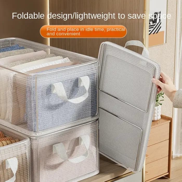 Boîte de rangement transparente en PVC avec cadre en acier