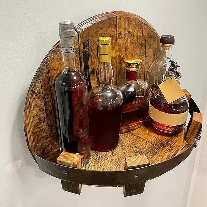 Étagère de baril de whisky vintage en bois créatif fabriqué à la main présentoir de bouteille d'alcool étagères à vin