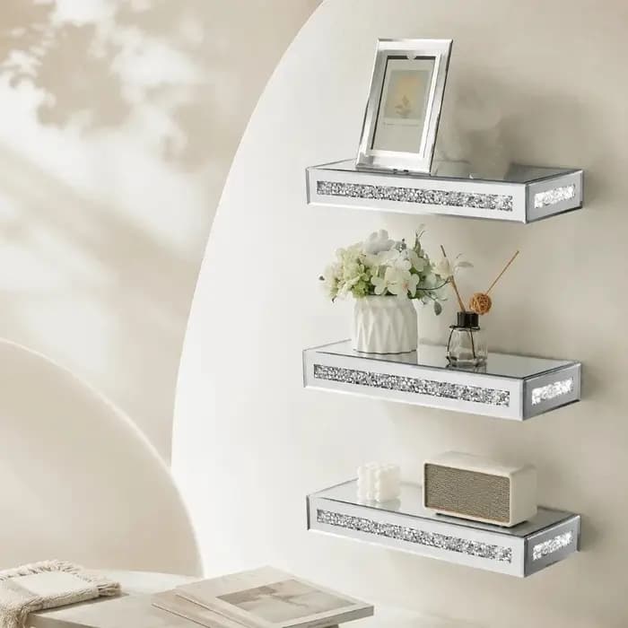 Lot de 2 étagères murales flottantes en verre miroir de qualité supérieure