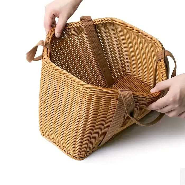 Grand panier de rangement tissé à la main pour le shopping