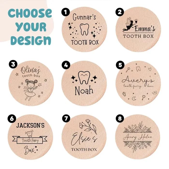 Boîte à dents de lait gravée en bois avec nom personnalisé