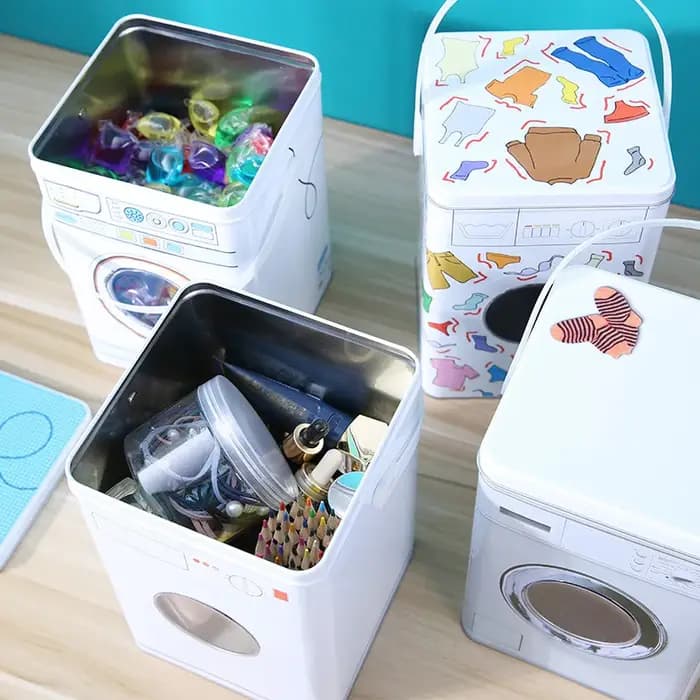 Seau de rangement pour détergent à lessive domestique avec couvercle