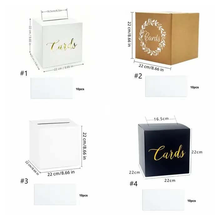 Boîte à cartes de mariage blanche et noire pour fournitures de fête