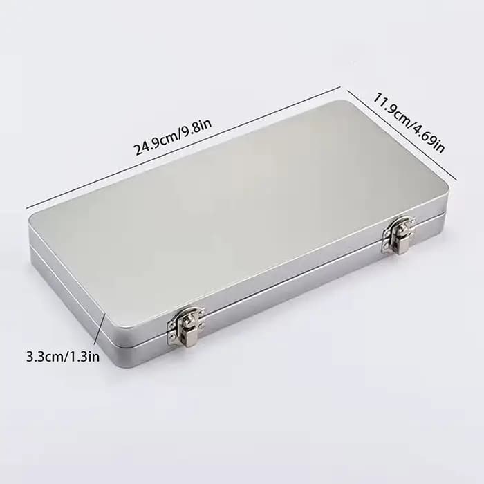 (Nouveau) 1 boîte rectangulaire en métal gris argenté avec couvercle