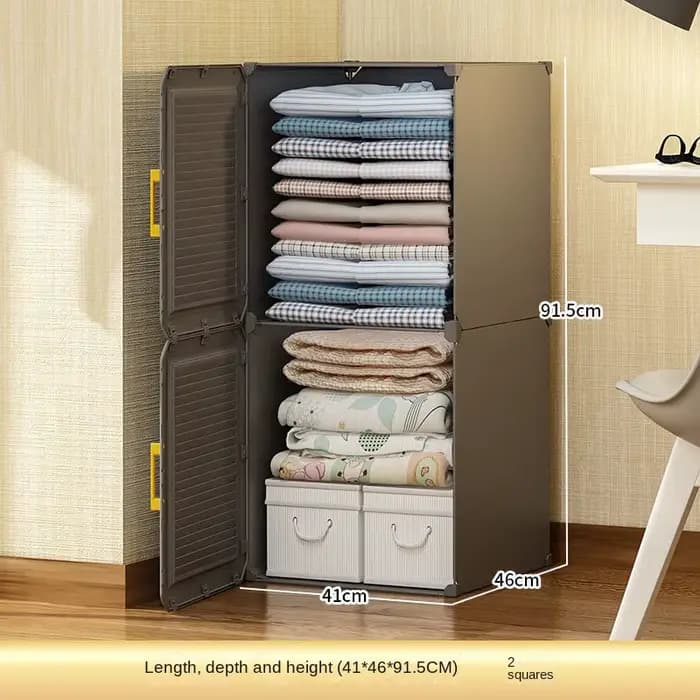 Armoire de Rangement Multifonctionnelle, Meuble de Chambre à Coucher, Casier à Assembler Pliable, Pa