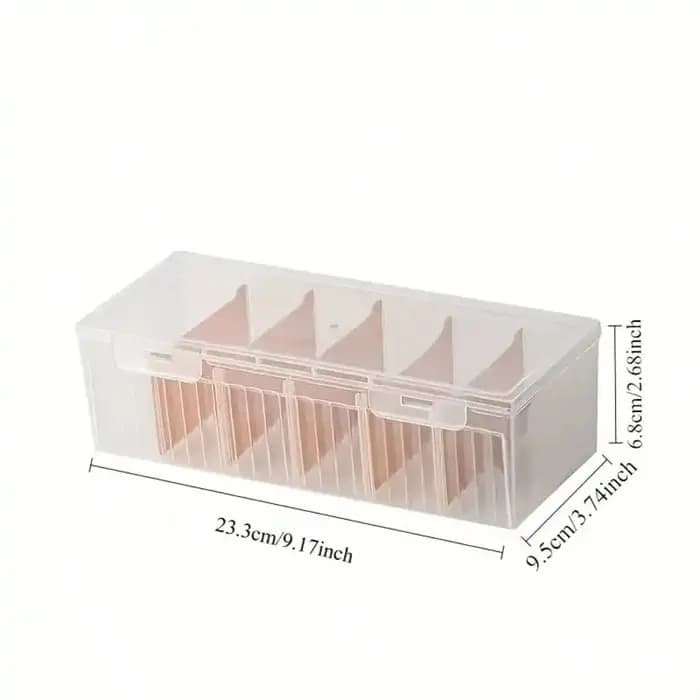 Boîte de rangement en plastique PET avec 6 compartiments, dotée de séparateurs et d'un couvercle rab