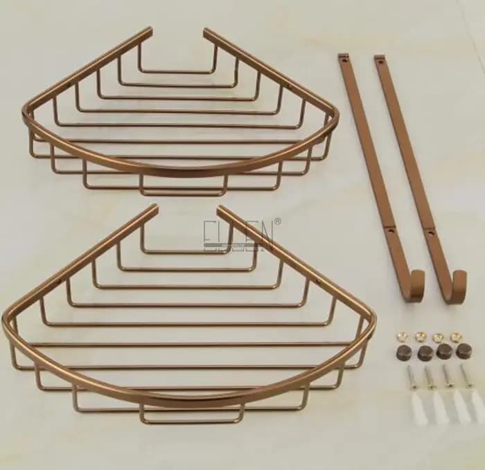 Vidric-Étagère d'angle de bain en bronze antique