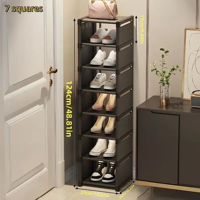 Étagère à chaussures en métal multi-niveaux avec étagères en tissu