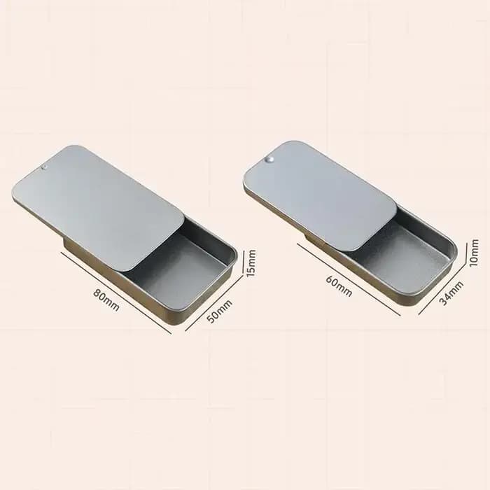 Boîte en fer blanc mini portable avec couvercle coulissant pour rangement