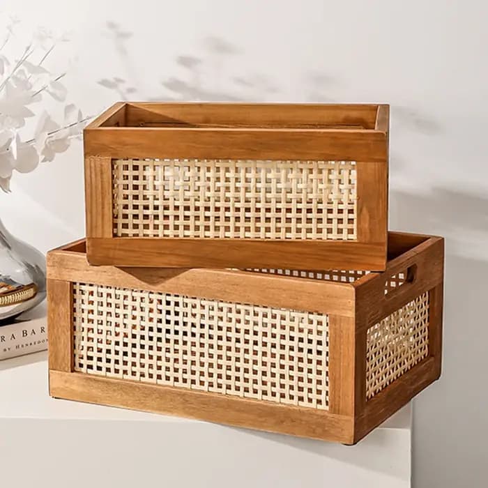 Boîte de rangement en bois massif pour cuisine