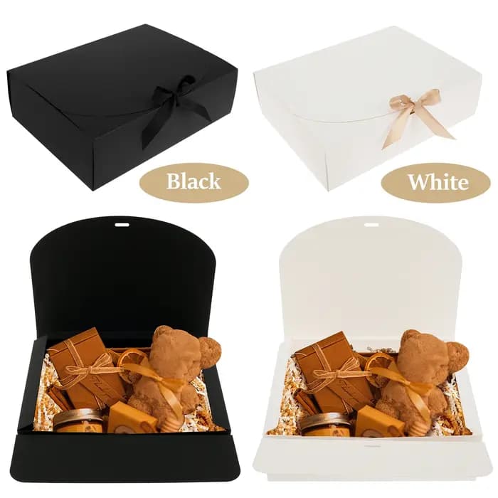 Coffrets cadeaux avec couvercles et ruban en papier