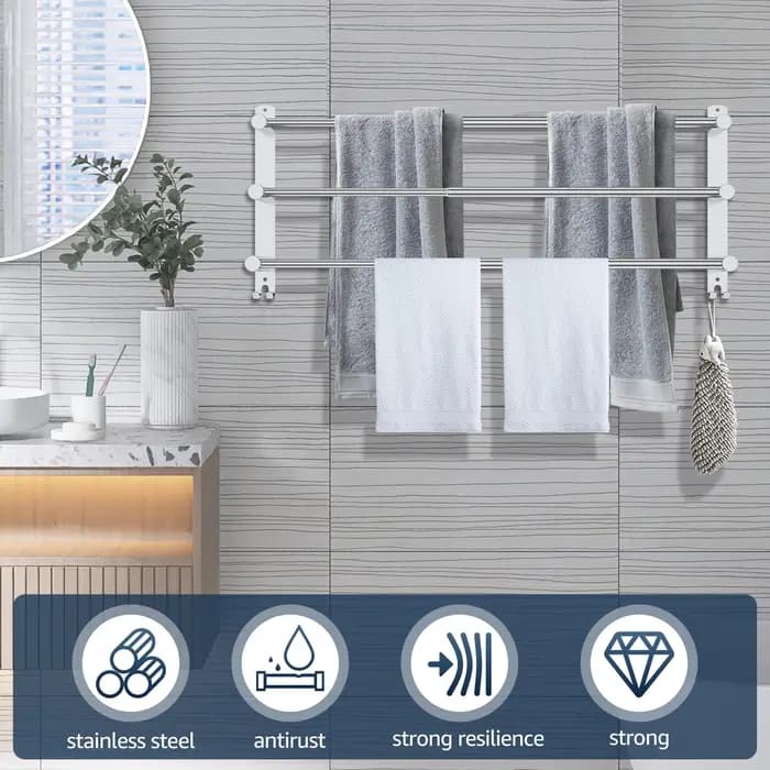 Étagère à serviettes à 3 niveaux pour salle de bain