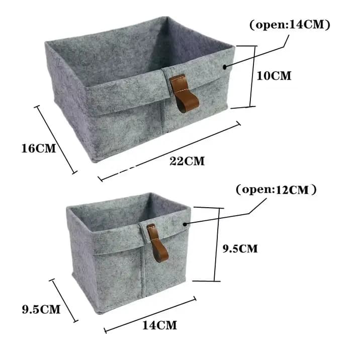 Panier de rangement de bureau en feutre pour chambre à coucher
