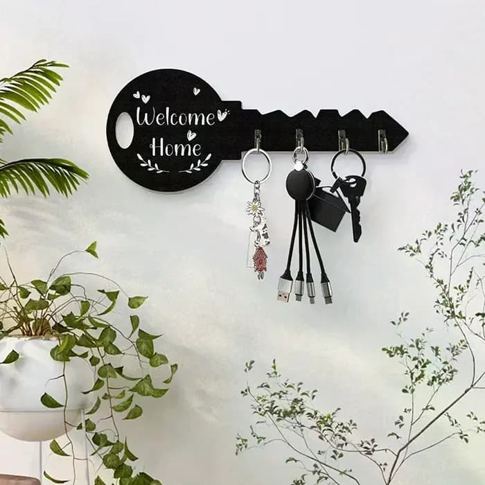 Clé créative cadre en bois organisateur de rangement mural moderne crochet