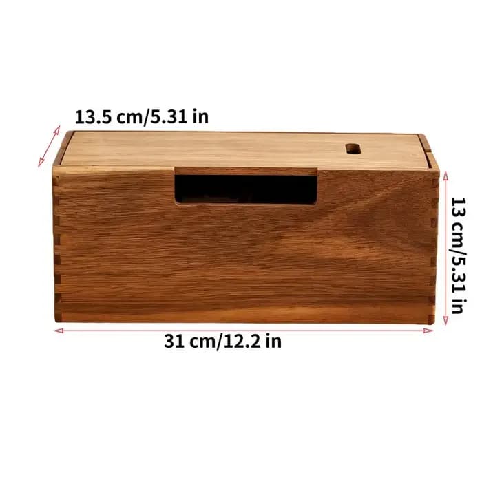 Boîte de rangement pour câbles en bois, organiseur de cordons, conteneur de rangement pour câbles, b