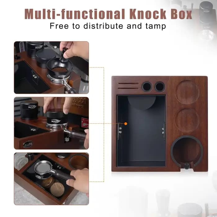 IKAPE V2 Boîte à café, organiseur intégré d'outils à expresso pour le rangement des accessoires de barista