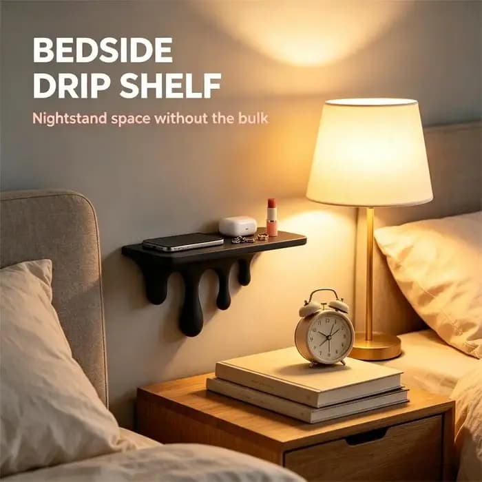 Étagère murale flottante effet goutte d'eau en plastique pour chambre à coucher, support de présentation mural pour décoration de salon