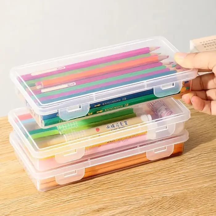 Boîte de rangement transparente pour fournitures de bureau