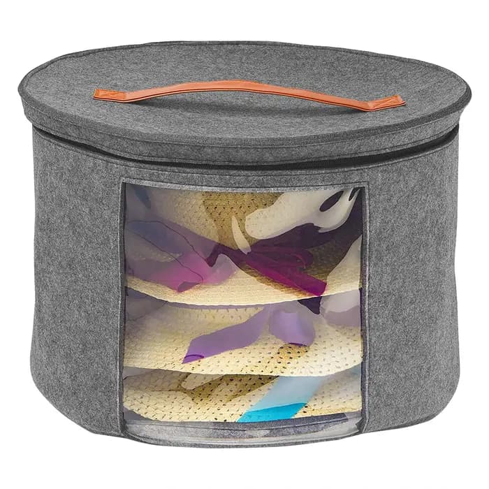 Grande Boîte de Rangement pour Chapeaux en Feutre, Rond, Pliable, Electrolux, Voyage, Double Ouvertu