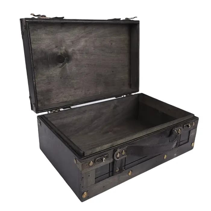 Coffre de rangement en bois vintage avec couvercle