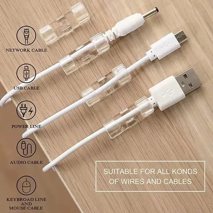Clips de rangement de câbles pour la gestion des câbles, support de fil et enrouleur de bobine de câble de données de chargement USB avec crochets muraux, 20/40 pièces