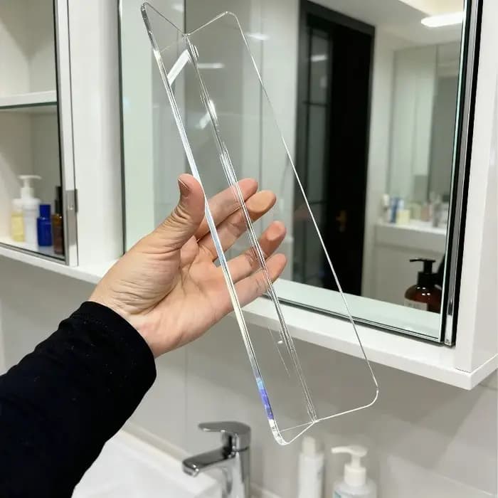 Déflecteur d'armoire à miroir de salle de bain en forme de L en acrylique
