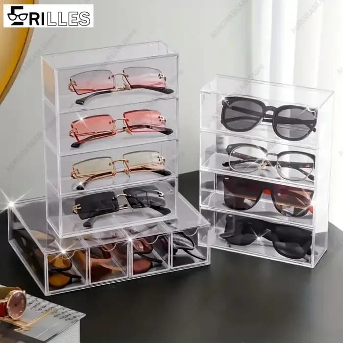 Boîte de présentation de lunettes en acrylique transparent