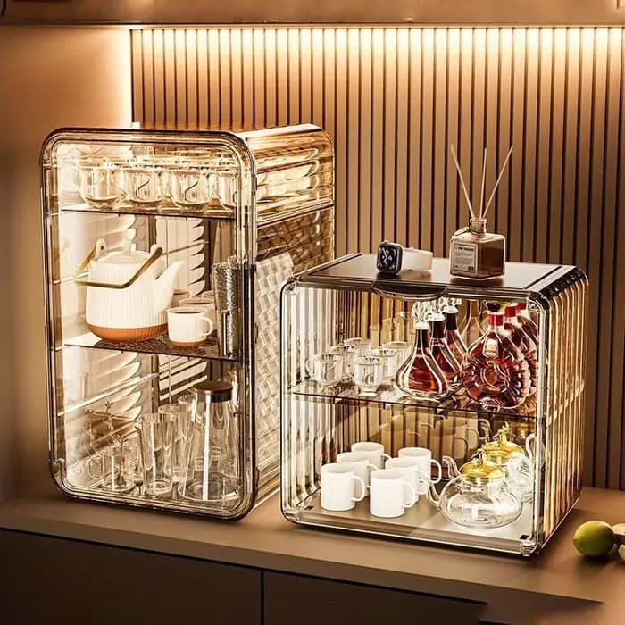 Boîte de rangement de maquillage multi-couches élégante avec couvercle magnétique et design anti-poussière — Convient