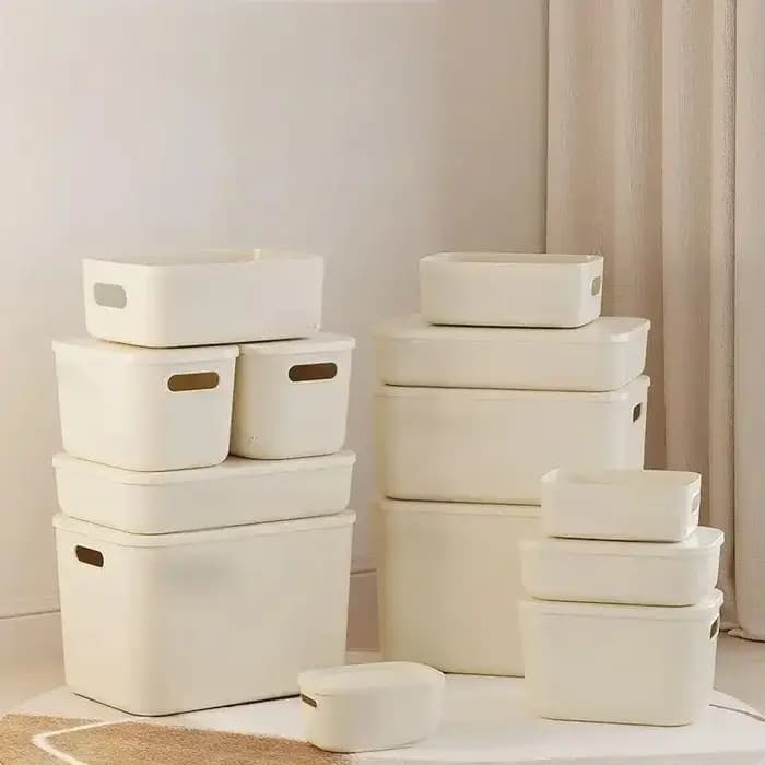 Boîte de rangement hermétique de style Ins avec couvercle – Organisateur anti-poussière pour cosmétiques