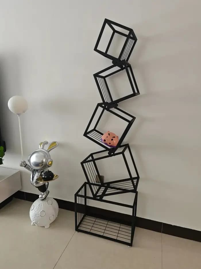 Étagère d'art en fer pour décoration de salon moderne, bibliothèque d'étude de bureau, support de rangement multicouche pour organiser des livres et des décorations