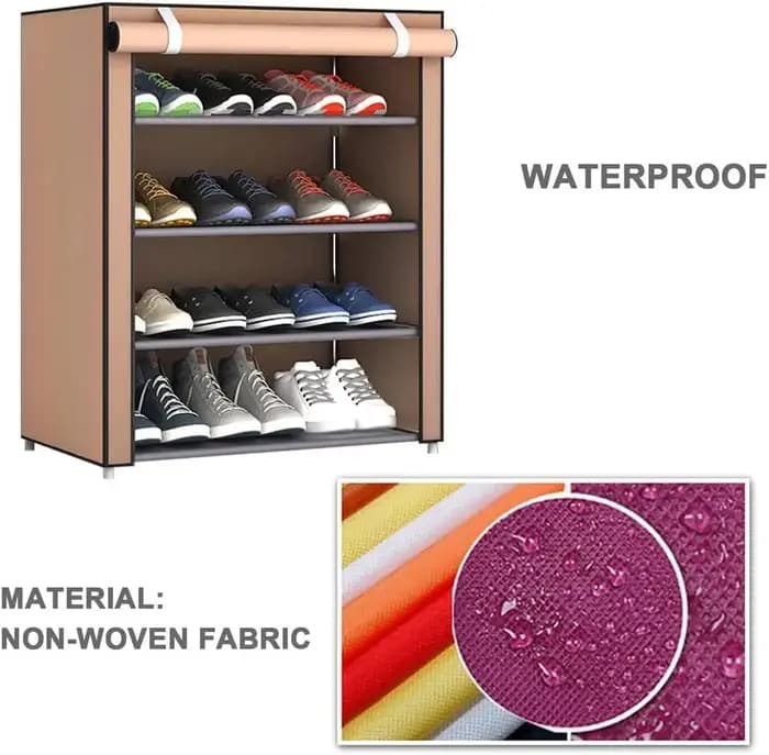 Meuble de rangement pour chaussures avec housse anti-poussière en tissu, grande armoire de rangement pour placard, chambre et entrée