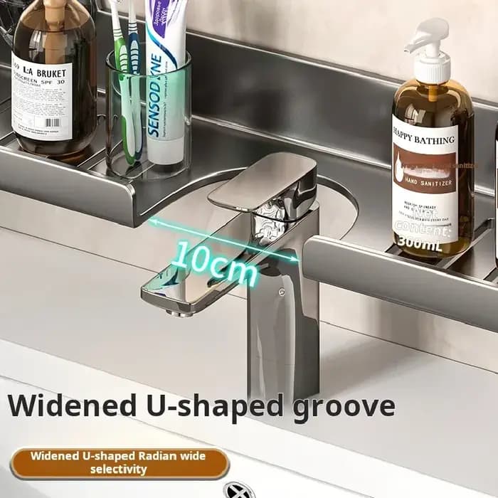 Étagère de salle de bain murale sans perçage avec miroir à ventouse pour lavabo et robinet