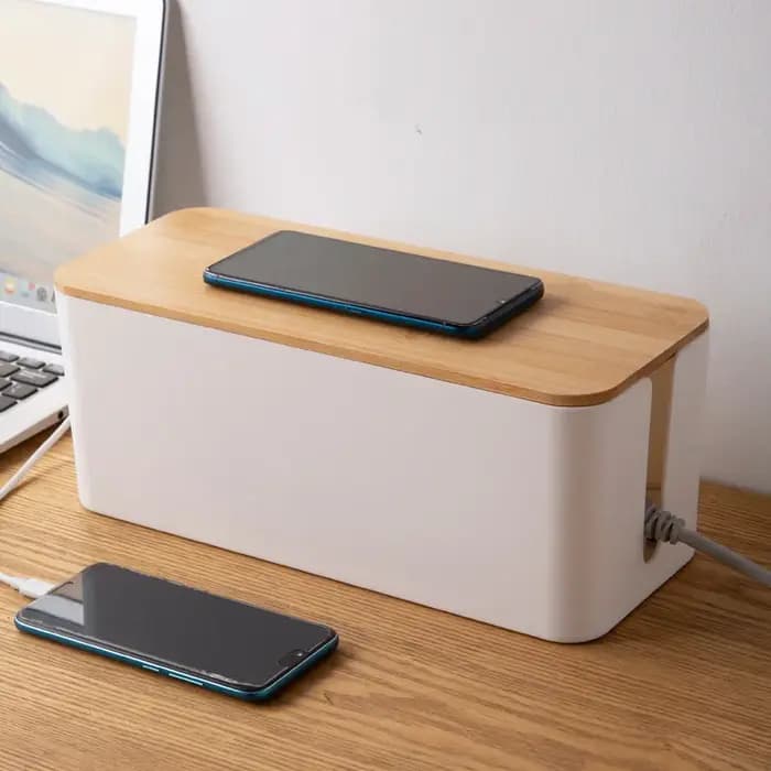 Boîte de Rangement de Câbles en Bois pour Ligne Électrique