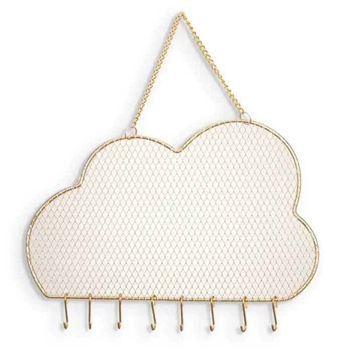 Organisateur de boucles d'oreilles en forme de nuages, crochets muraux en fer pour bijoux, collier,
