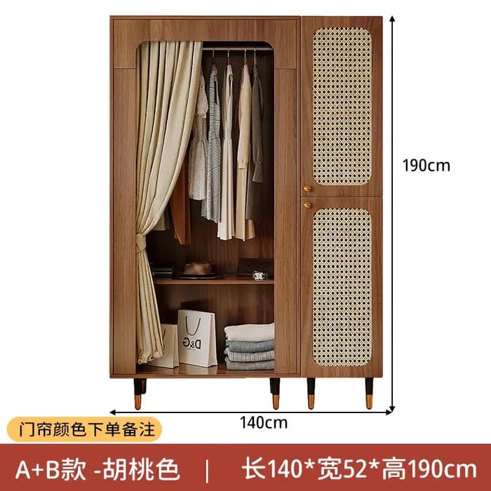 Armoire Vintage en bois rangement femmes vêtements jean placard