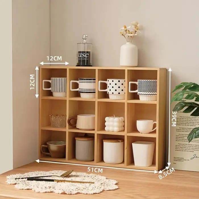 Support de rangement de tasses d'eau en bois massif