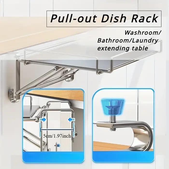 Étagère pliable en acier inoxydable pour comptoir