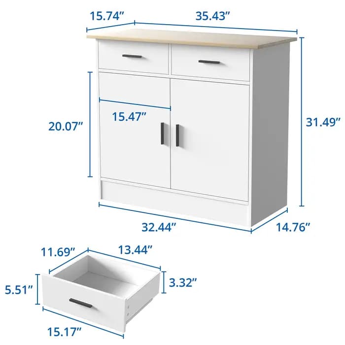 Armoire de rangement de planche avec portes, tiroirs de proximité et étagère flexible, buffet de tab