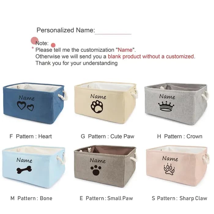 Panier jouets patte de chien boîte de rangement