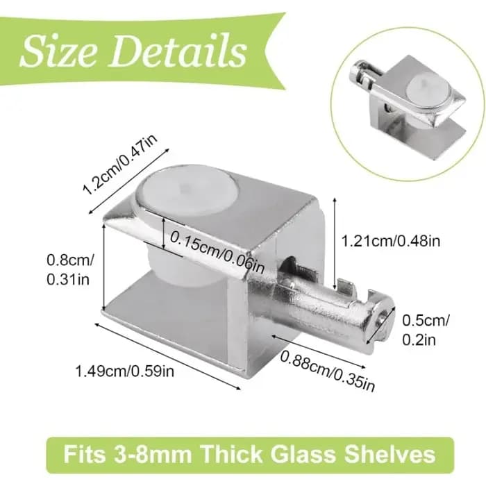 Supports d'étagère en verre 20 pièces: Clips muraux réglables en alliage de Zinc chromé poli avec broche