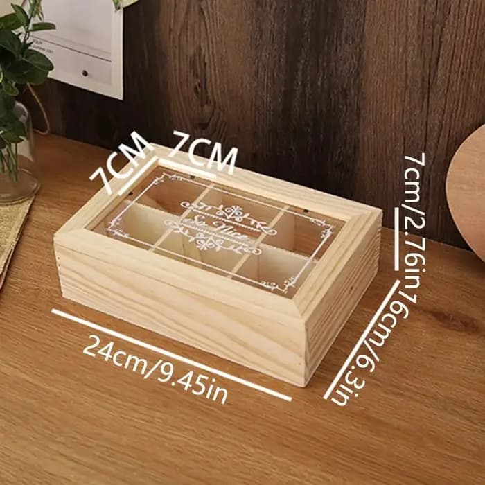 Boîte à thé en bois de haute qualité à 6 compartiments