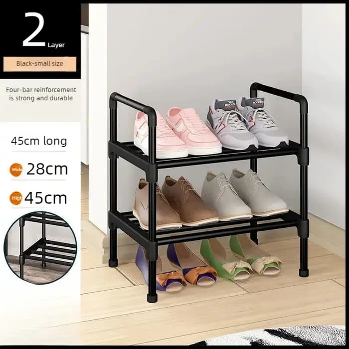 Étagère à Chaussures Simple en Métal T1, Noir, pour le Salon, Gain de Place