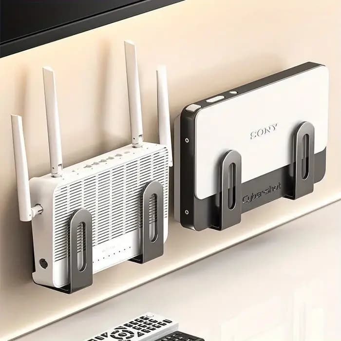 Étagère murale à double couche - adaptée aux routeurs, aux modems Wi-Fi, aux décodeurs et à la gesti