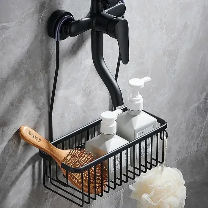 Étagère de salle de bain en aluminium sans perçage